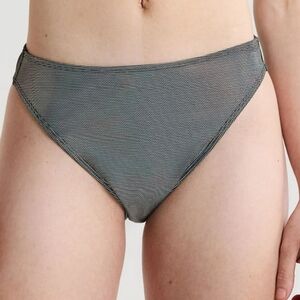 No Boundaries Shimmering Silver-Tone Foil Dots Cheeky Bikini Bottoms Large 11-13